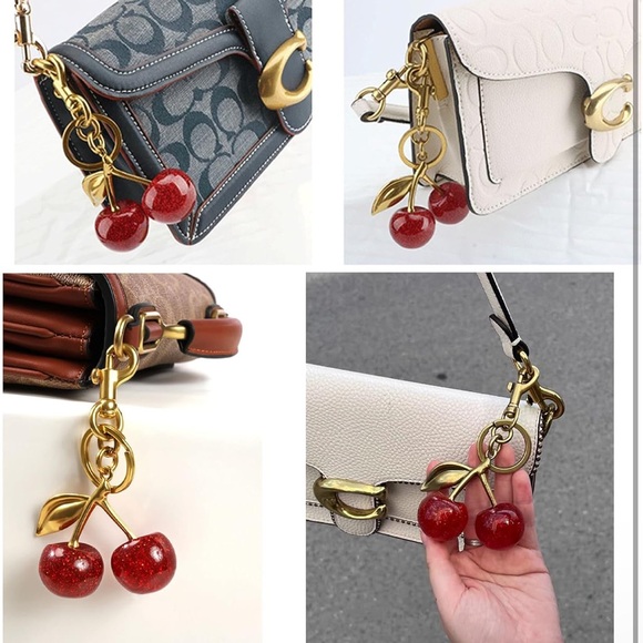 Red Glitter Cherry Bag Charm / Key Chain New in Package - Picture 6 of 10
